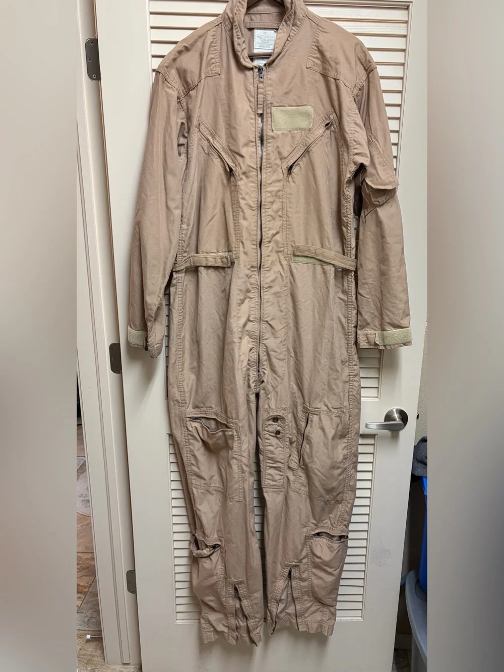 US Military Flight Suit Coveralls Tan Nomex 48L Pilot Aircrew Flyers USA VTG